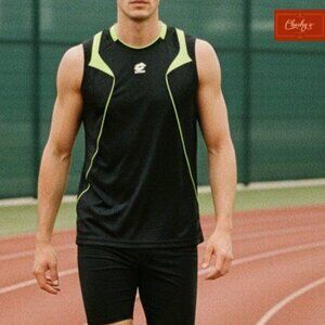 Lotto Italian Sport Design Black NeonTank Top Athletic Sleeveless Shirt)ID71)